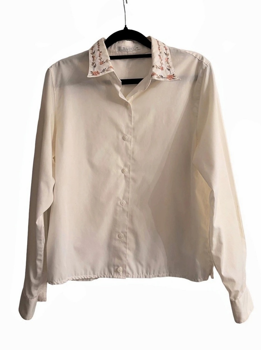 Foxcroft Vintage Embroidered Collar & Cuff Blouse – Size 8